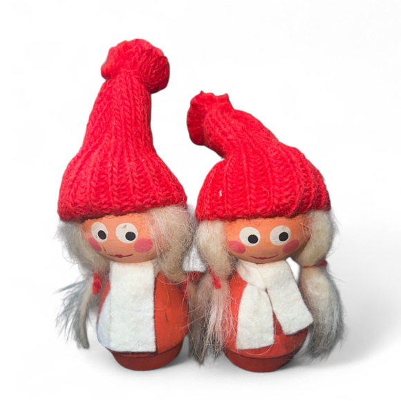 Lot of 4 Swedish Nisse/Tomte Scandinavian Santa Wood Figure Vintage Christmas